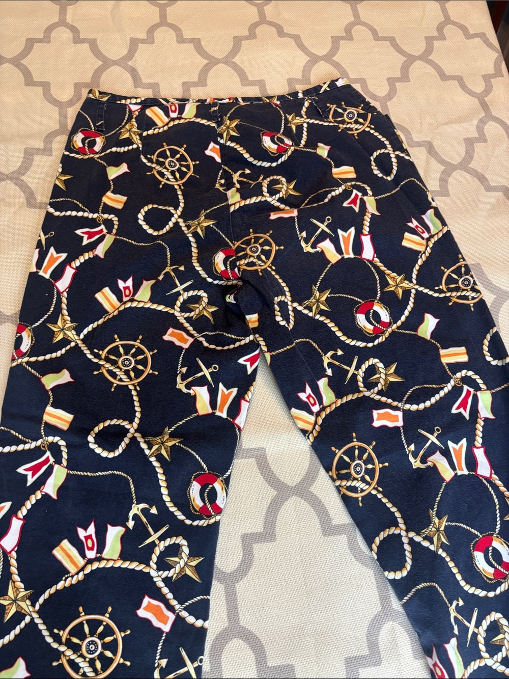 Crazy Horse Nautical Print stretch Cotton Women's Pants - Navy